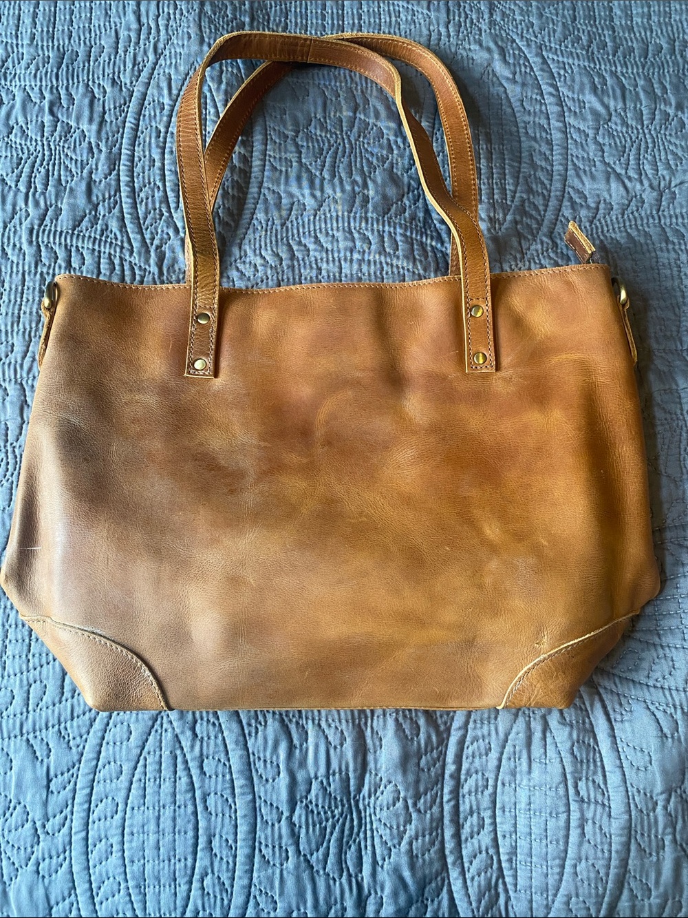 Classic Tan Leather Tote Bag - Timeless Everyday Carry